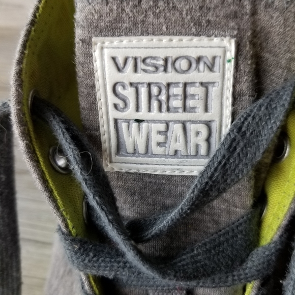 Vision Street Wear Hi Top Retro Style Gray Neon Green Skate Sneakers - Picture 5 of 9